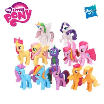 Hasbro 12pcs My Little Pony Rainbow Unicorn Legetøj Mini Hest PVC-Action Figurer Twilight Sparkle Apple Jack Spike
