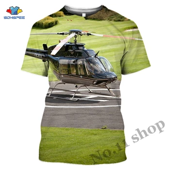 Helikopter T-shirt Harajuku 3D-print Mand Kvinde Tøj Hip Hop T-Shirt Fly Korte Ærmer Plan, Sæt Shirt Streetwear Pullover