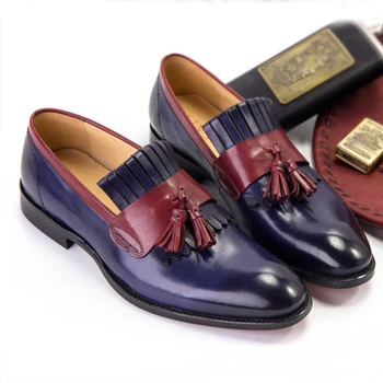 Herre formelle sko i ægte læder oxford sko til mænd sort 2019 kjole sko bryllup sko slip på læder brogues