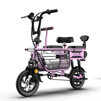 High carbon stål el-cykel forældre-barn-foldbare el-cykel 12-tommer e cykel 48V350W lithium batteri e cykel