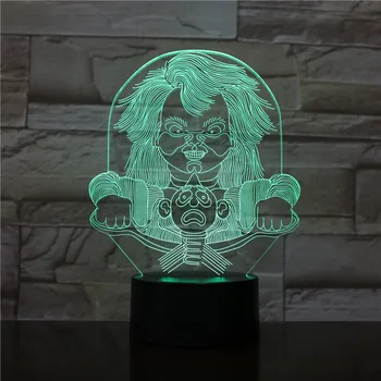Horror Dukke 3D-Lampe Dejlig Belønning for Spædbarn Temmelig Deco-for Tabel farveskift med Fjernbetjening Led Nat Lys Lampe Lampara 1251