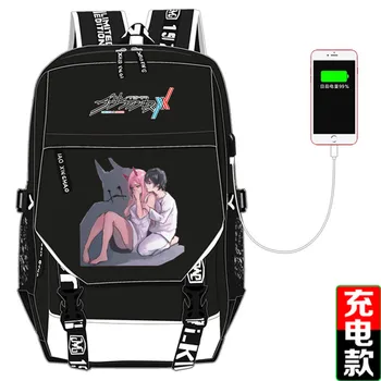 Hot Anime DARLING i FRANXX Udskrivning Rygsæk USB-Opladning Laptop Rygsæk Lærred skoletasker Ichigo Kvinder Rygsæk