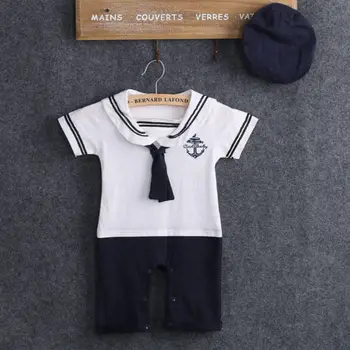Hot Baby, Dreng, Pige Tøj Sømand Kostume, der Passer Barn Bebes Romper Hat 0-24M Spædbarn Børn Playsuit
