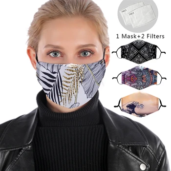 Hvide Blade Genanvendelige Ansigt maske Med Filter Vaskbart Maske Justerbar Stropper Munden Maske Vindtæt Anti Munden-dæmpe Bevis Influenza Masker