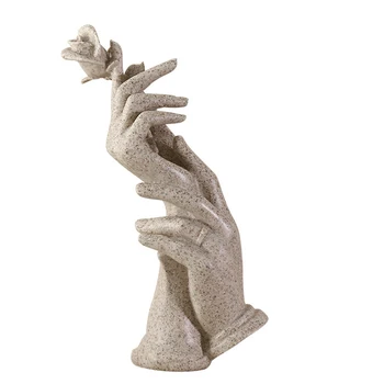 Hånd, der Holder Steg Skulptur Harpiks Abstrakte Statuer Office Home Dekorative Figur for Vin Kabinet, Stue, Bryllup