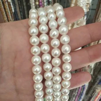 Høj Kvalitet 8.5-9.5 mm Naturlige Ferskvands-Hvid Perle Nær Runde Form Halskæde Armbånd Smykker Perle Løse Perler 38-40cm wk269