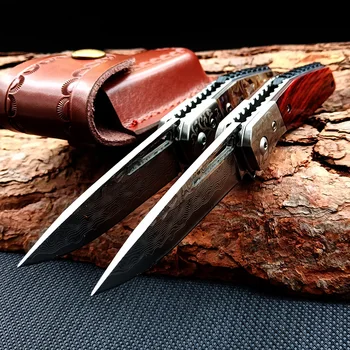 Høj kvalitet Folde kniv Taktiske Razor Damascus klinge Leje Jagt Overlevelse Lomme Knive Udendørs Kamp Camping EDC Værktøj