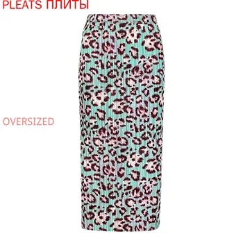 Høj Talje MIYAKE Leopard Print Net Rød Nederdel til Kvinder Vinter Nye koreanske One-step Nederdel Viser Tynd Pakke Hip Nederdel Læg