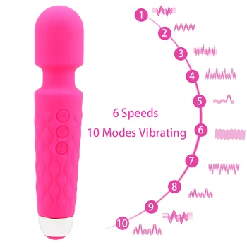 IKOKY Massager Vibrator Stick 6 Hastigheder 10 Tilstande Kvindelige Onani Stimulere Klitoris Magic AV Wand sexlegetøj til Kvinde