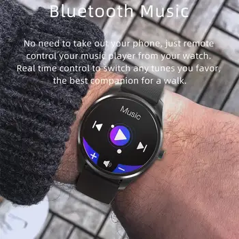 IP68 Vandtæt Smartwatch Bluetooth Smart Ur pulsmåler Bluetooth-Musik-Ring Påmindelse for Samsung, iPhone LG OnePlus