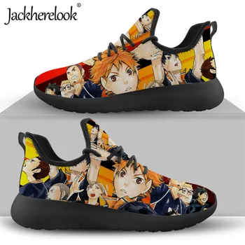 Jackherelook Japansk Anime Haikyuu Karasuno Print Mesh Strikke Sneaker til Teenager Drenge Afslappet snøre Walking Sko Mænd Sko