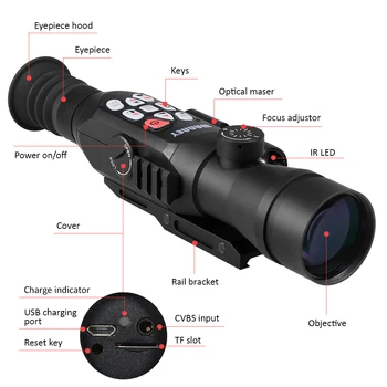 Jagt Night Vision Sæt Øjne Digital Ir Monokulare Rækkevidde Laser Afstandsmåler Til Jagt Fuld Farve Infrarød Vision Telescope