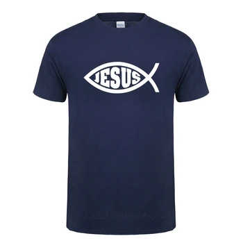 Jesus Fisk Kristus Print T-Shirt Til Mand Kvinde Christian Jesu Tro Inspirerende Mode Brand T-Shirts T-shirt Mænd Tøj