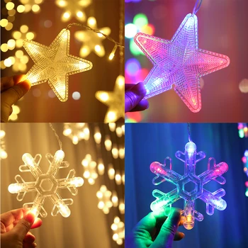 Jul Gardin Lys LED String Lys Glædelig Jul Ferie Lys Dekorationer Til Hjemmet Navidad Nye År 2020 2021 Xmas