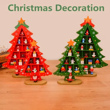 Juledekoration Juletræspynt Træ-Mini Hængende Vedhæng Desktop Home Decor Jul Gave Box Emballage