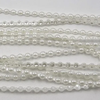 JUNAO 6mm Hvid Pearl Perler, Kæde Brude Applique Trim Halv Runde Perler String Strass Crystal Band Til Bryllup Fest Dekoration