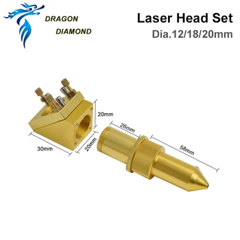 K40-Serien:CO2 laser Hoved Sæt Dia.12/18/20mm FL 50,8 mm Laser Gravør For 2030 4060 CO2-Laser Gravering skæremaskine