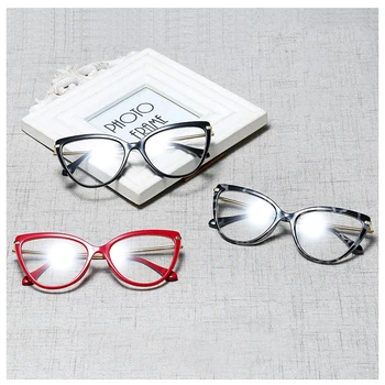 Kachawoo recept briller cat eye retro guld tr90 optisk frame briller kvinder er klar linse mønster stil nytår gaver