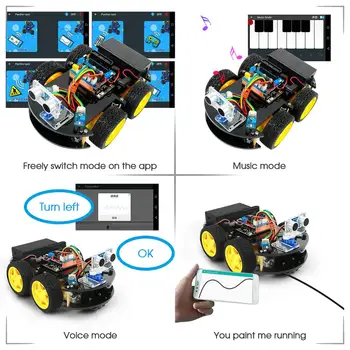 Keywish 4WD Robot Biler til Arduino Starter Kit Smart Bil APP RC Robotteknologi Learning Kit Pædagogiske STAMCELLER Toy Barn Lektion+Video+Kode