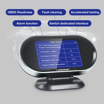 KONNWEI KW206 Auto On-Board Computer OBD2 Scanner Alarm, som er Indstillet Accelereret Forbrug af Brændstof Vand Temp Måler Bil Diagnostiske værktøjer