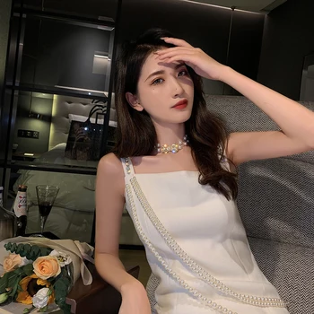 Korea Varm Salg Af Fashion Smykker Elegant Hvid Perle Halskæde Elegant Og Sexet Kvinde Sløjfeknude Prom Party Halskæde