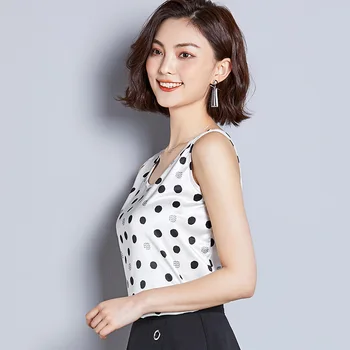Koreansk Mode Silke Toppe Kvinder Satin Leopard Camis Damer Top Plus Size Elegante Kvinde Dot Tank Top Tees Kvinde Uden Ærmer Vest