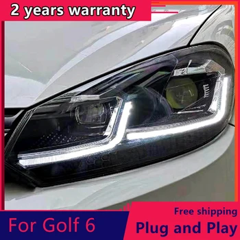 KOWELL Bil Styling Til VW Golf 6 Forlygter 2010-2013 Golf6 mk6 LED-Forlygter Angel-Eye LED KØRELYS Bi-Xenon Optik Parkering tågelys