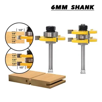 Krachtige 6mm Shank 2 Smule Tunge Groove Router-Bit, Træ Fræseren Gulve Kniv