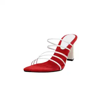 Krazing hot pot blandede farver peep toe høje hæle kvinder slip på muldyr Europæiske design af høj kvalitet, skønhed gamle dame sandaler L26