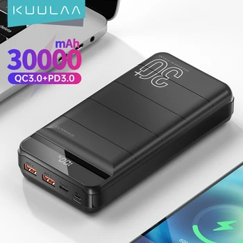 KUULAA Power Bank 30000mAh Type C PD PoverBank Hurtig Opladning Powerbank 30000mAh USB Ekstern Batteri Oplader Til Xiaomi Iphone