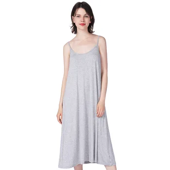 Kvinder Nye Plus Size Nightgowns 8XL Løs Strække Behageligt Bomuld Spaghetti Strop Nattøj Hvid Lang Aften Kjole Søvn Slid