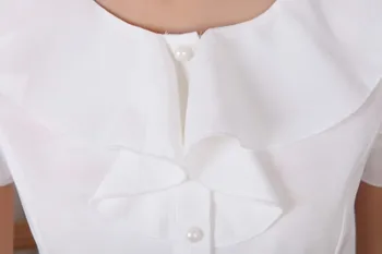 Kvinder OL Flæsekanter Chiffon Bluse Hvid Skjorte Kvindelige Kort Butterfly Ærmet Shirt Plus Størrelse 5XL Toppe Feminina Blusas