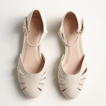 Kvinder sandaler 2020 sommeren Oxford damer hjemme i ægte læder wedges vintage platform dobbelt spænde sort sko til kvinden, sandaler