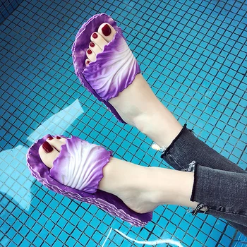 Kvinder sommer sko design Kål Hjem Badeværelse Klip-Klappere Sjove Sko kvinder Non-Slip Bløde På en Udendørs flade sko