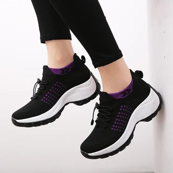 Kvinder Walking Sko Mode Sok Sneakers trække vejret Komfortable Sygepleje Sko Casual-Platform Loafers, Non-Slip