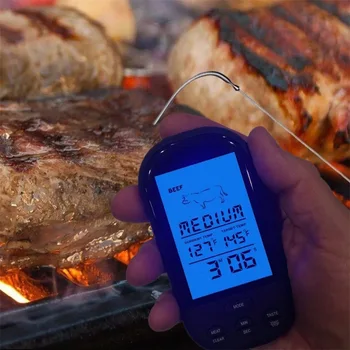 Køkken digital grill termometer trådløs ovn mad madlavning grill-røget kød termometer med probe og timer temperatur