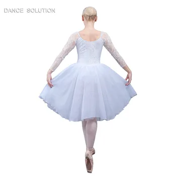 Langærmet Hvid Ballet Dress Girl Lyrisk Dans Kjole Moderne Kvinder Kjole Til Fase Vis Resultater Kostume 18086