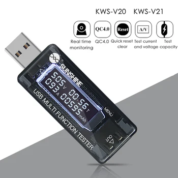 LCD-USB-Detektor USB-Volt Aktuelle Spænding Læge Oplader Kapacitet Tester Meter Voltmeter Amperemeter Power Bank Plug