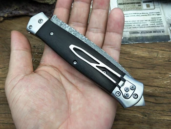 LCM66 Damaskus Folde Håndlavet kniv, der er smedet kniv jagt kniv Hurtig åbning kniv med Bærbare kniv skarpe Udendørs Redskaber