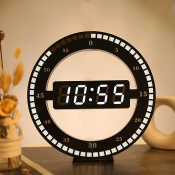 LED Digital Wall Clock Moderne Design med Dobbelt Anvendelse Dæmpning Digital Cirkulære Photoreceptive Ure Til Hjemmet Udsmykning Digitalt ur