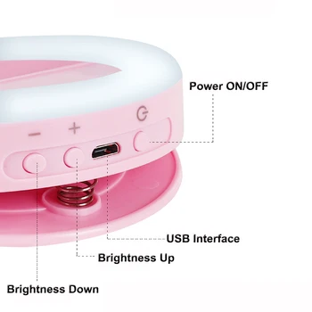 LED RGB Klip på Selfie Ring Lys Genopladeligt Batteri ringlight for Smart Telefon, Kamera Runde Form belysning hoops lys ring