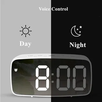 LED Spejlet, Vækkeur Digitalt Udsæt Tabel Ur Wake Up Light Elektroniske Lang Tid, Temperatur Display, boligindretning Ur