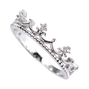 Luksus Elegante Crown Diamond 18K Solid Virkelige Ægte Guld AU750 Ringe Bands for Kvinder Fornemme Fancy Jubilæum Kontor Smykker