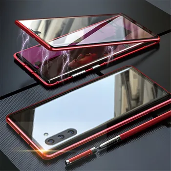 Luksus Front Og bag Hærdet Glas, Metal Magnetisk Adsorption Tilfælde sFor Samsung Galaxy Note 10 Plus Pro 5G Cover Capa