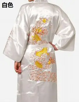 Luksus-Kimono Morgenkåbe Kjole Hjem Oversize Tøj mænd Broderi Kinesiske Drage Robe Mandlige Nattøj Løs Nattøj