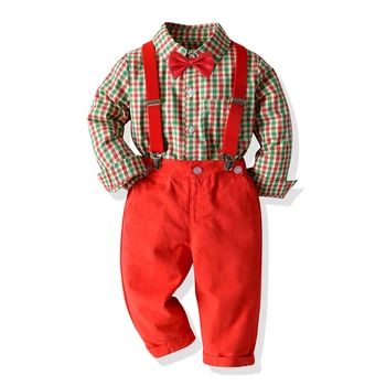 LZH 2021 Mode, Børn, Drenge Tøj Sæt Plaid Shirt+Bukser Outfit Drenge Jul Kostume Drenge Tøj, Børn Formel Part Kjole