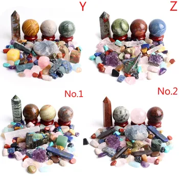 Masser af Naturlig Kvarts Blandet Crystal Obelisk&Ball&Grus Farverige Mineralske Prøver Healing Perler Bryllup Indretning, Kreative Gave