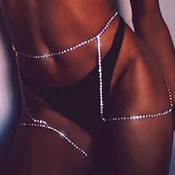 Mave krop kæde sexet talje perler krop kæde smykker til kvinder crystal talje på låret kæde Seletøj Bikini