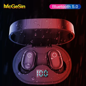 McGeSin Trådløse Bluetooth-Headset, LED Display TWS Hovedtelefon Bluetooth-5.0 Hovedtelefon Med Power Bank Musik Øretelefoner Med MIKROFON