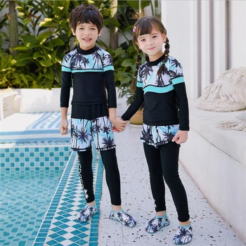 MEIYIER 2020 Ny koreansk stil langærmet badedragt rashguard børn full body UV badetøj til piger drenge surf badedragt teenager